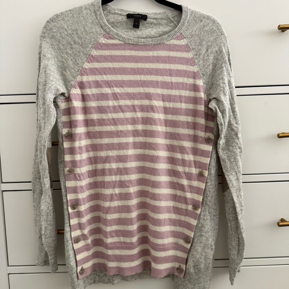 J. Crew Gray and Pink Knit Top